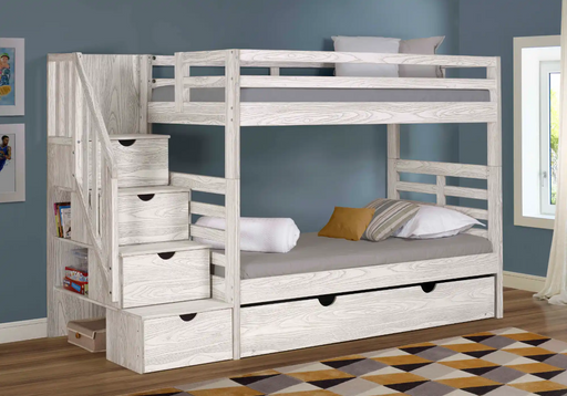 Nan Innovations Manchester Birch Twin Over Twin Bunk Bed With Stairs