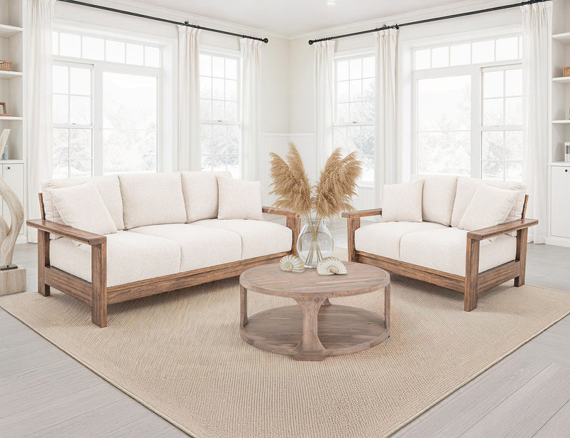 Duna - Armchair - White / Light Brown