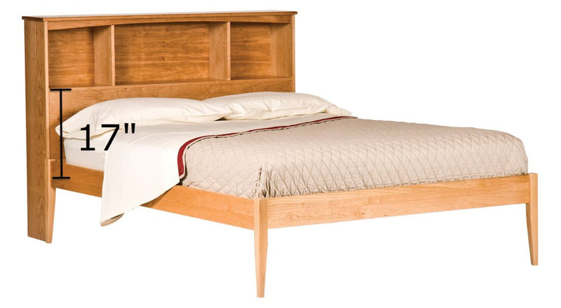 Slatted Bed Woodforms Solid American Black Cherry King Bookcase Storage Bed – angled view
