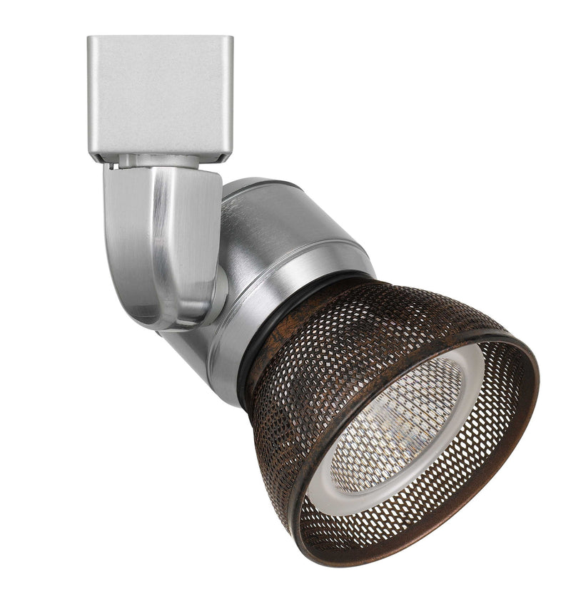 6.25" Height Metal Track Head - Brushed Steel & Rust - Mesh