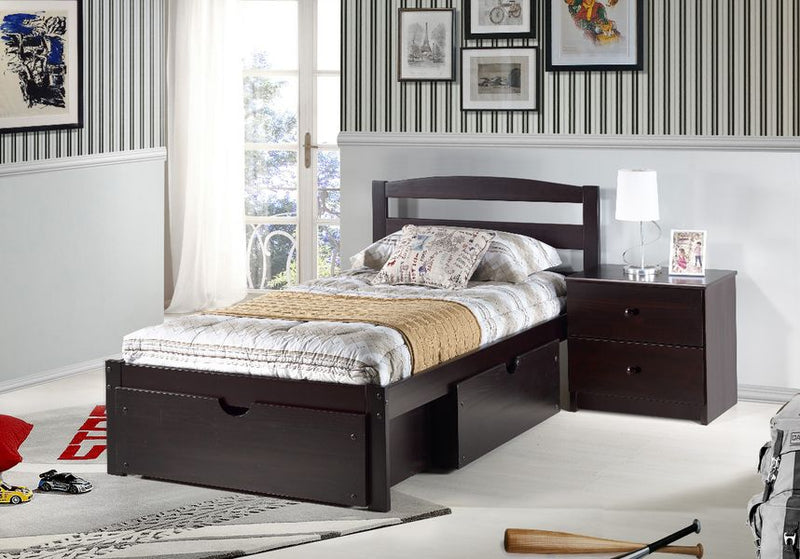 Nan Berkeley Twin Solid Pine Wood Platform Bed Espresso Finish by Innovations