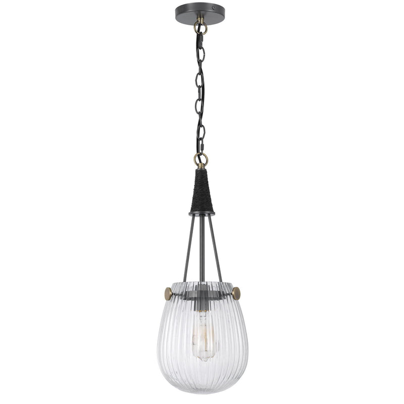 Cordoba - 60W Two Tone Glass Pendant With Chain - Iron Gray / Antique Brass