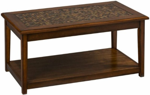 Nan Jofran Baroque Brown Rectangular Wood Coffee Table With Glass Tile by Jofran Inc.