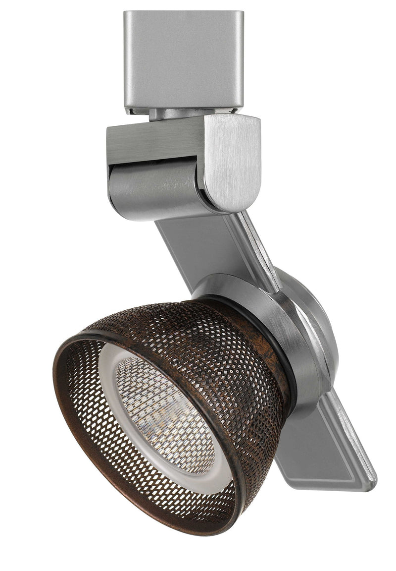 6" Height Metal Track Head - Brushed Steel & Rust - Mesh