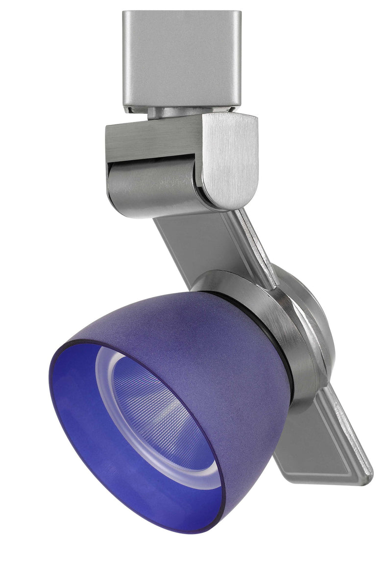 6" Height Metal Track Head - Brushed Steel & Blue Frosty