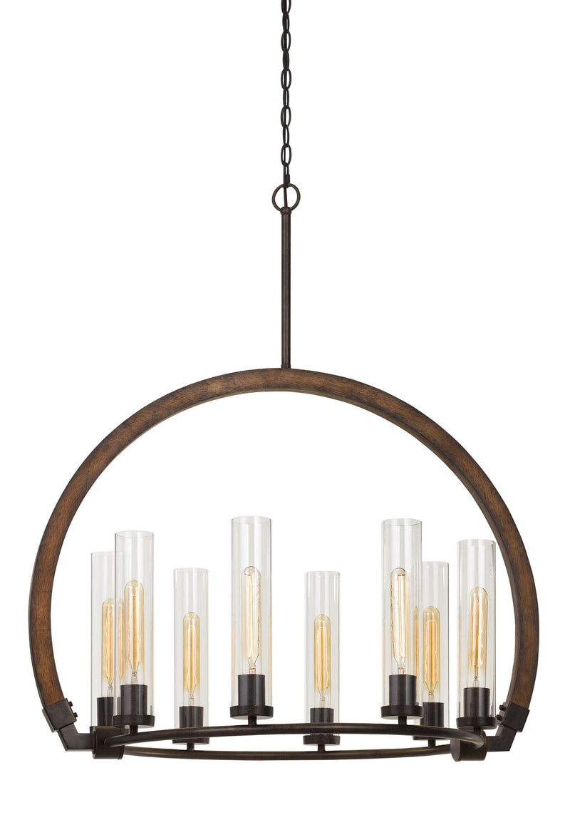 Sulmona - 37" Height Metal and Wood Chandelier - Wood & Iron