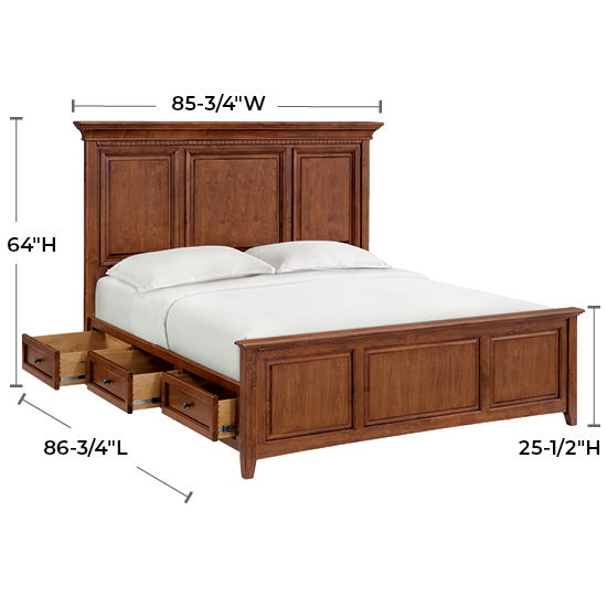 McKenzie - King Grand Storage Bed - Glazed Antique Cherry
