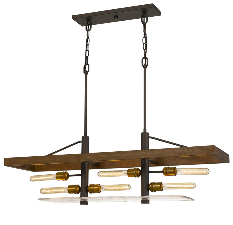 Cantania - 32.5" Height Pine Wood, Glass & Metal Fixtue - Wooden