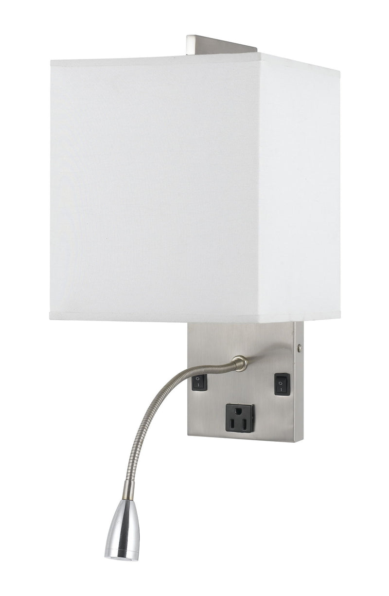 Bedside Wall Lamp - Brushed Steel & White