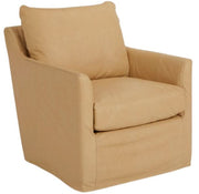 Arm Chairs Four Seasons Scout Leather Extra Large Slipcovered Swivel Glider Armchair – angled view