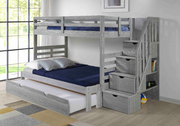 Nan Solid Pine Manchester Twin Over Full Bunk Bed With Stairs by Innovations