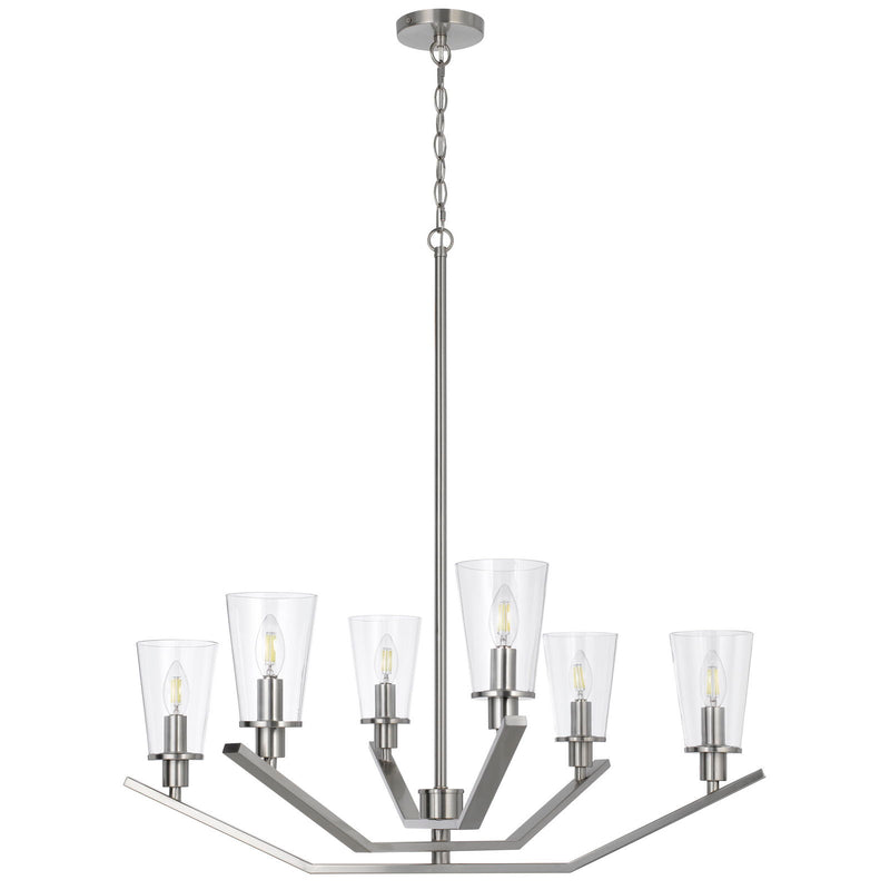 Vireo - 33.5" Height Chandelier With Round Shade - Brushed Steel