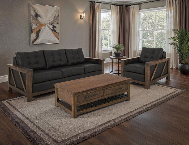 Walnut - Loveseat - Licorice Black