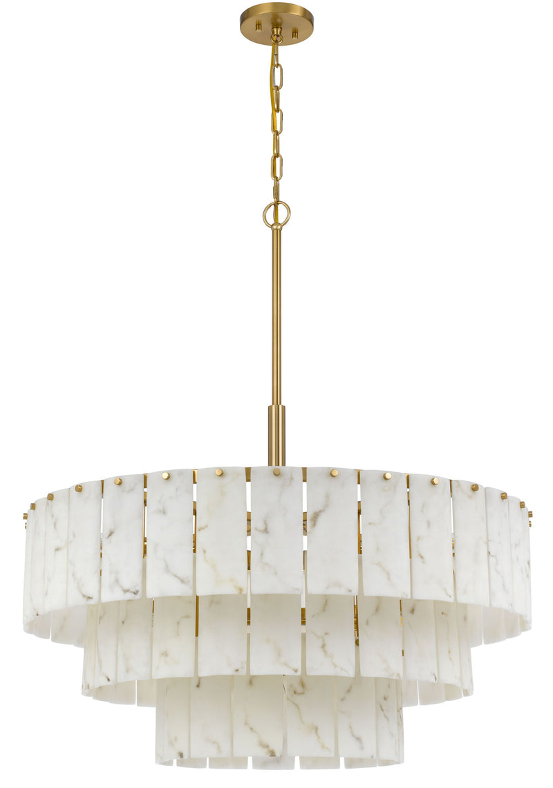 Torrigiani - 3-Tier Metal Chandelier - Antique Brass With Faux Alabaster Panels