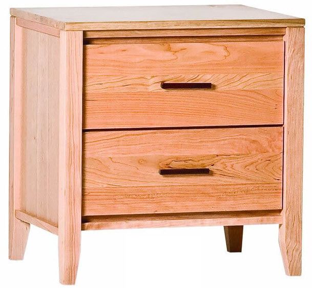 Nightstand Woodforms Luna Modern American Black Cherry 2 Drawer Nightstand