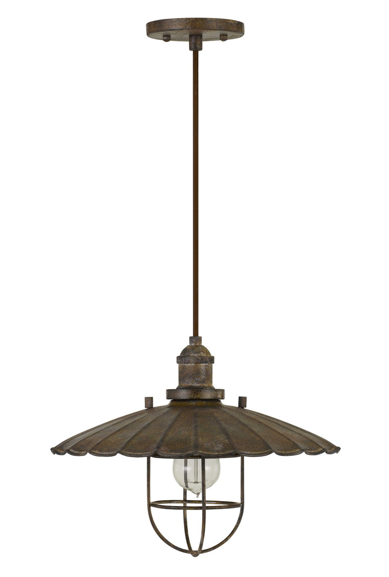 Olive - 10.5" Height Metal Pendant - Rust