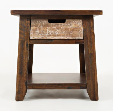Nan Jofran Painted Canyon Brown Rustic Wood End Table With Storage by Jofran Inc.