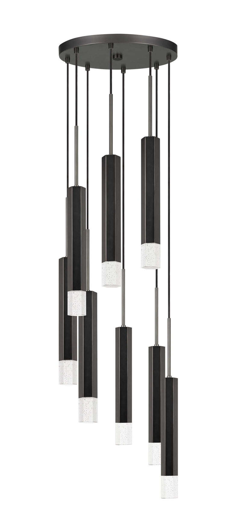24" Height Aluminum Cast Pendant - Gun Metal - 8 Light
