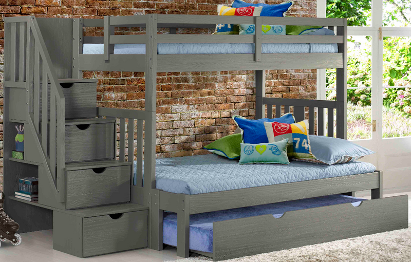 Nan Cambridge Twin Over Full Solid Wood Staircase Bunk Bed by Innovations
