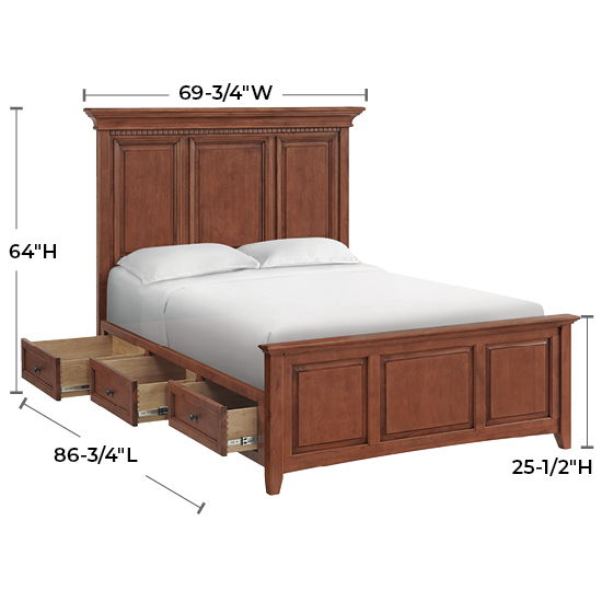 McKenzie - Queen Grand Storage Bed - Glazed Antique Cherry