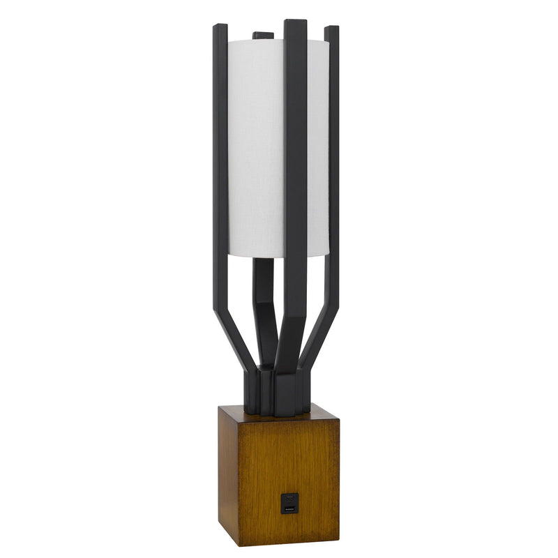 Woodsmere - 25" Height Metal Table Lamp - Matte Black / Wood