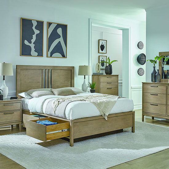 Bailey - Queen Storage Bed - Almond