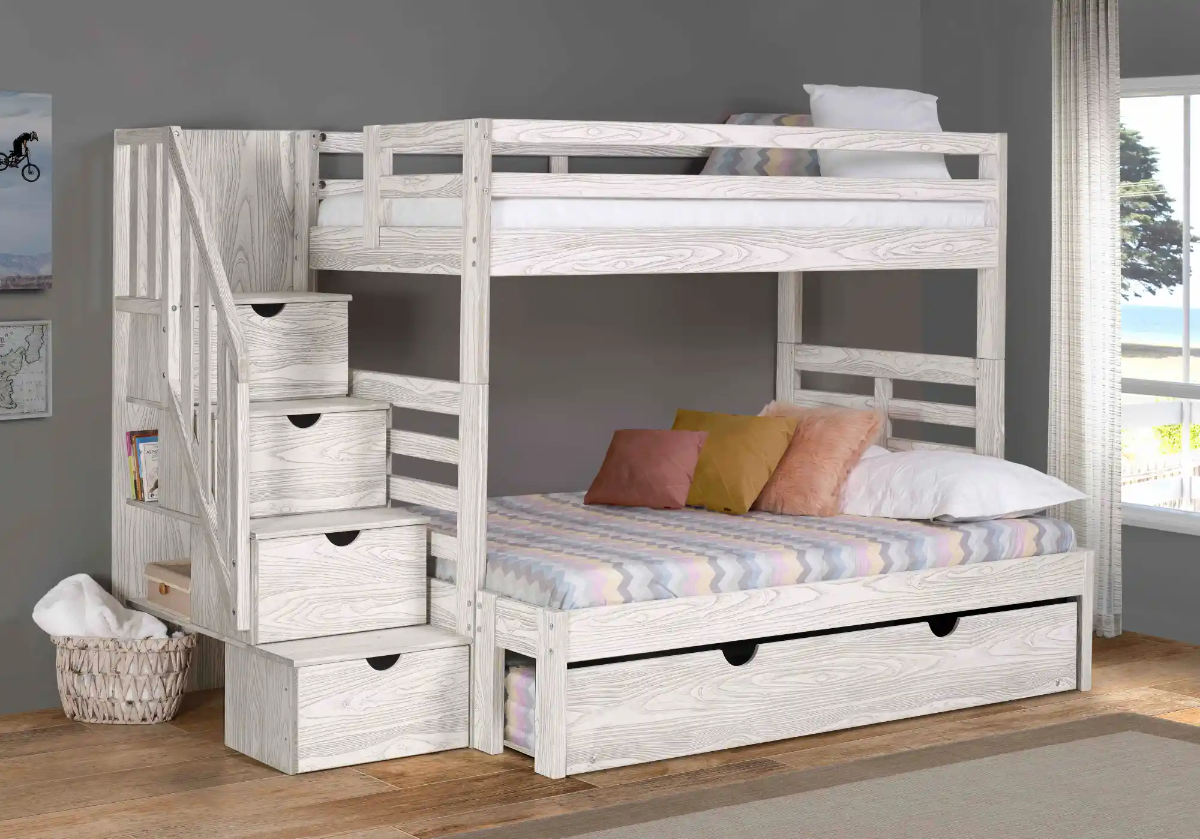 Nan Manchester Twin Over Full Birch Bunk Bed With Integrated Stairs by Innovations