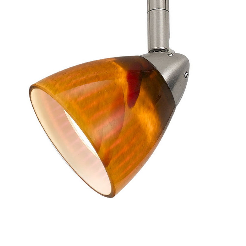 4.87" Height Serpentine Track Head With Shade - Orange & Brushed Steel
