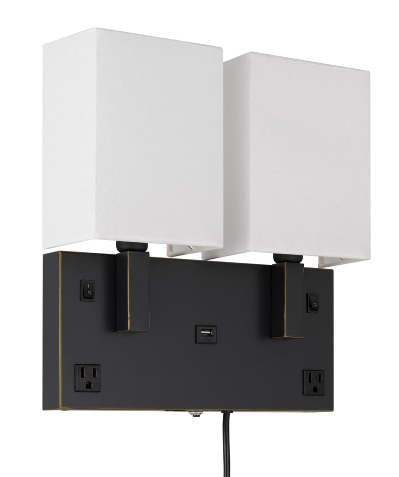 Oberlin - 14" Height Wall Lamp - Dark Bronze & White