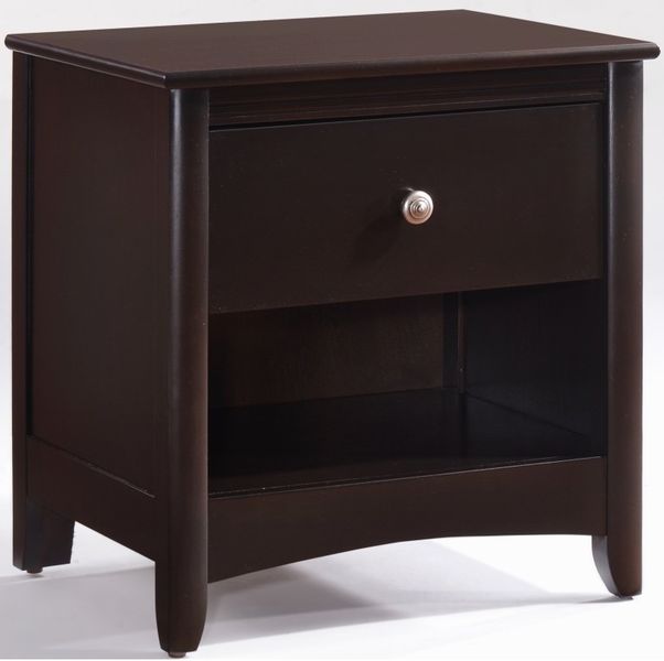 Nightstand Night & Day Secrets Dark Chocolate Wood Nightstand With Hidden Storage Tray by Night & Day Furniture
