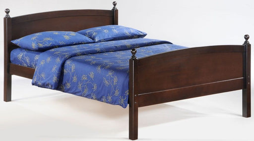 Panel Bed Night & Day Furniture Licorice Full Solid Wood Bed Dark Chocolate – angled view