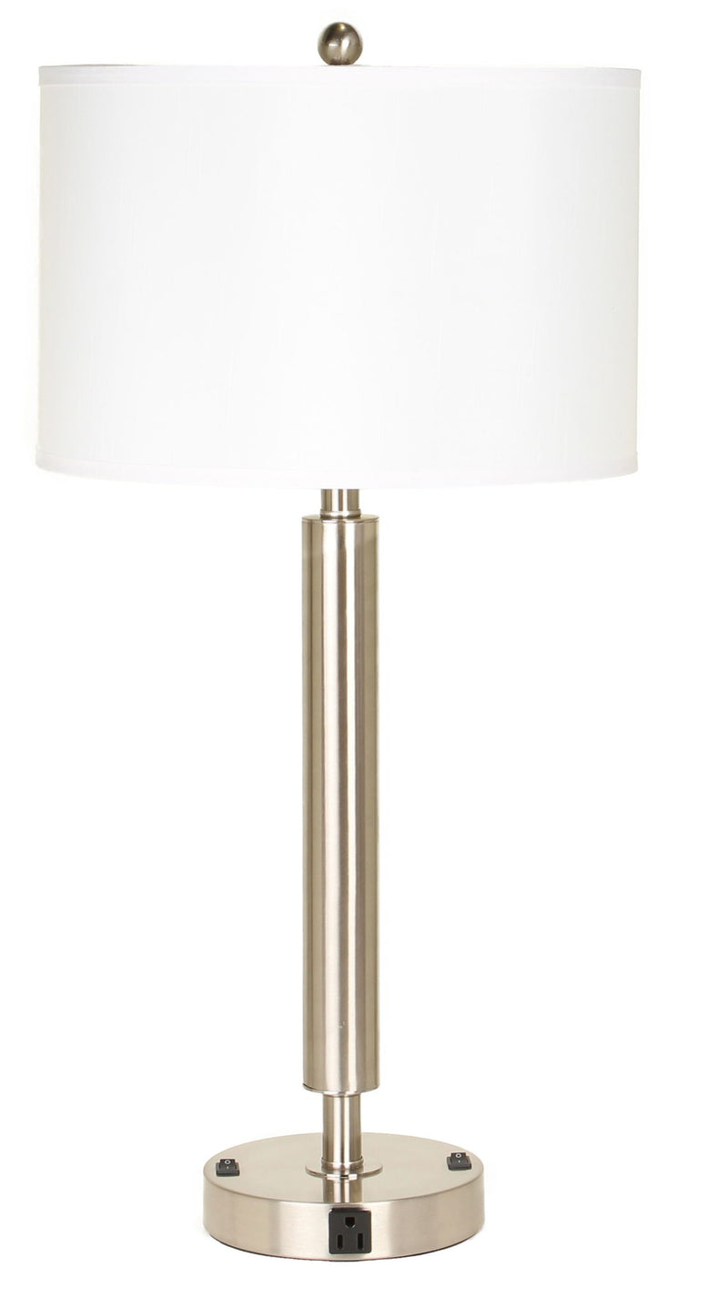 Hotel - 30" Height Metal Table Lamp - Brushed Steel - 60W x 2