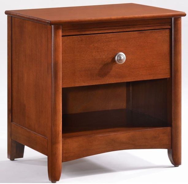 Nightstand Night & Day Secrets Cherry Wood Nightstand With Hidden Drawer And Shelf by Night & Day Furniture