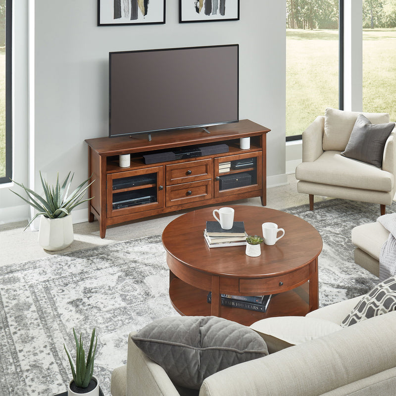 McKenzie - 64" W Sound Bar Media Console - Glazed Antique Cherry