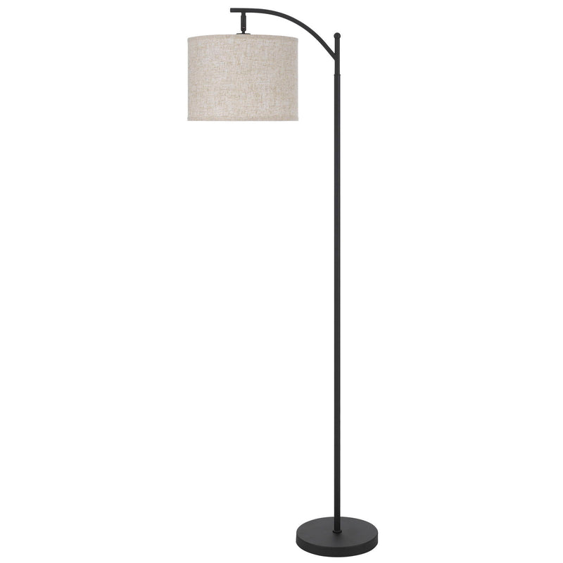 Graydon - Metal Floor Lamp With Hardback Fabric Shade - Black / Beige