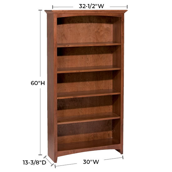 McKenzie - 60'' H X 30'' W Alder Bookcase - Glazed Antique Cherry