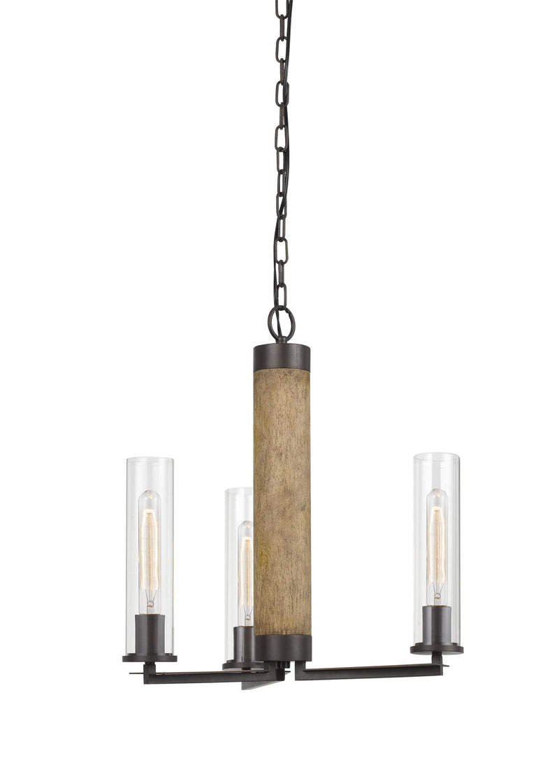 Silverton - 21" Height Metal and Wood Chandelier Fixture - Black - Metal & Wood