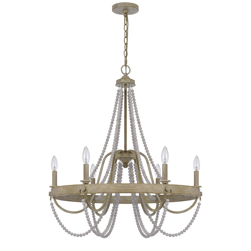 Macon - 32" Height Metal Chandelier - Drifted Wood / Antique Silver