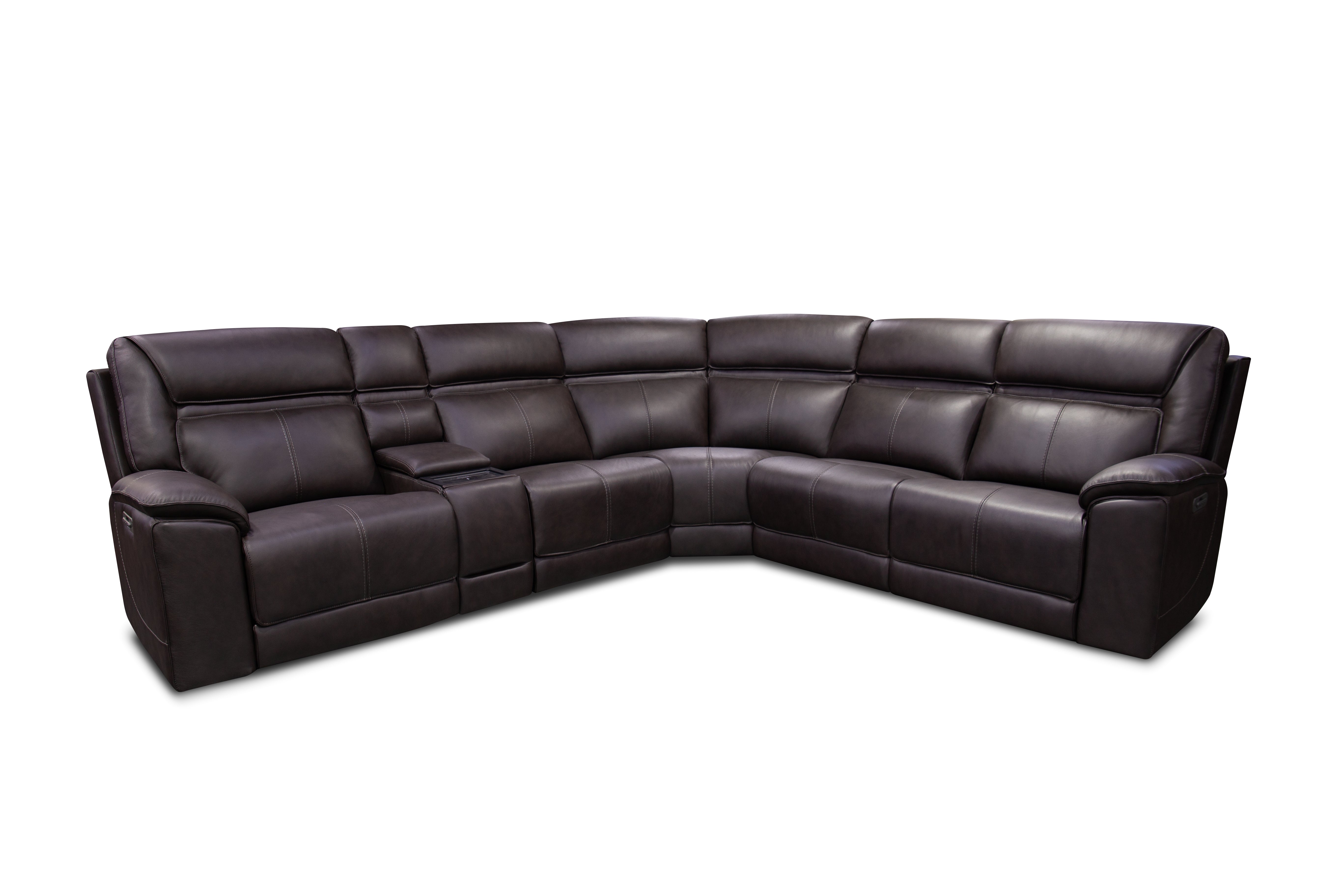 6-Piece Power Reclining Leather Sectional Sofa with Zero Gravity Recliners, Heat & Massage