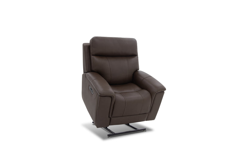 Tobacco Leather Power Massaging Lift Recliner