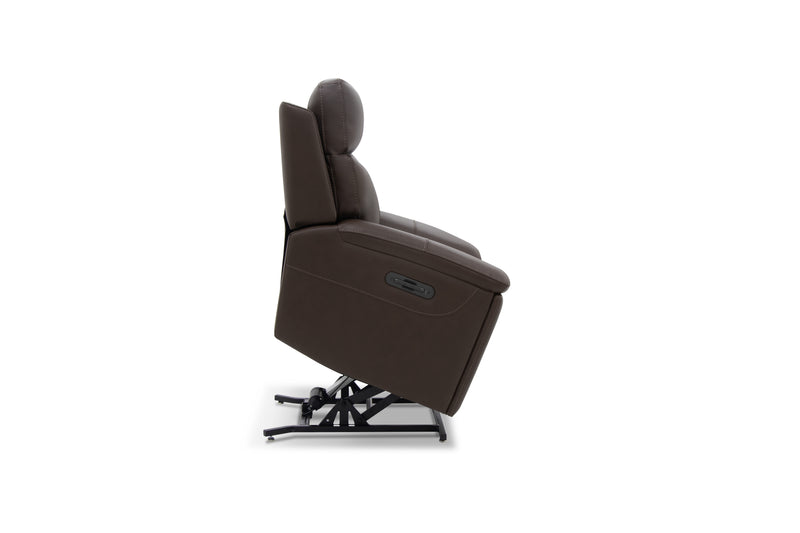 Tobacco Leather Power Massaging Lift Recliner