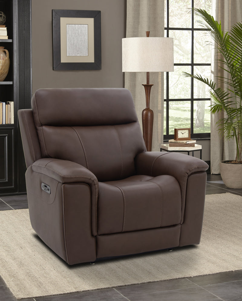 Tobacco Leather Power Massaging Lift Recliner