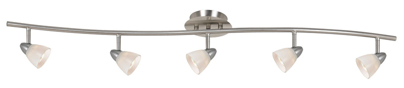 7.25-19.25" Height Adjustable Metal Serpentine Five Light Ceiling Fixture - White & Brushed Steel - Metal & Glass