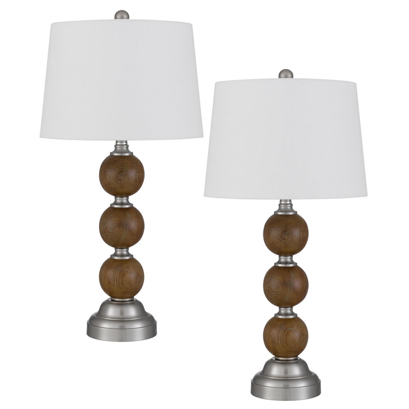 Grange - 28.25" Height Resin Table Lamp (Set of 2) - Oak Brown / Brushed Steel
