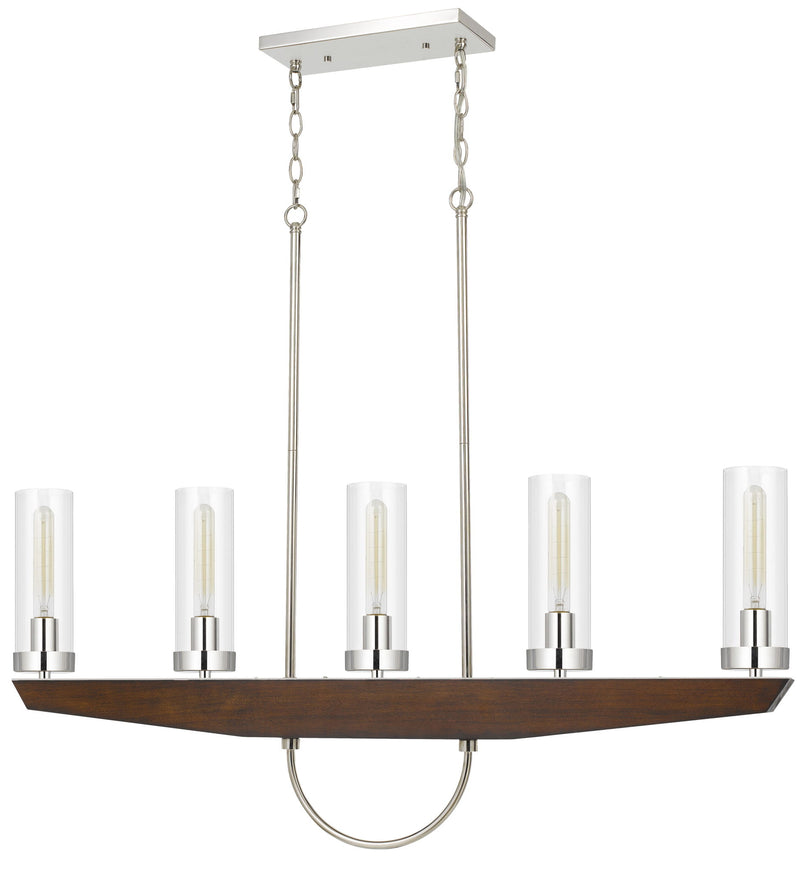 Ercolano - 34.75" Height Chandelier - Wood & Brushed Steel & Clear