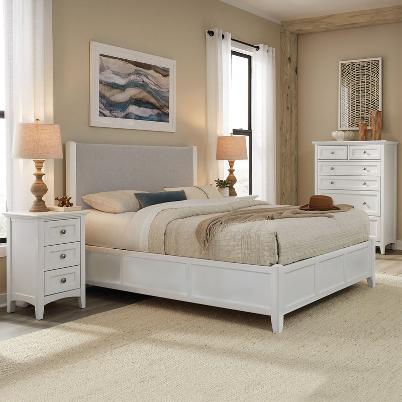 McKenzie - Queen Upholstered Panel Bed - Snowbound