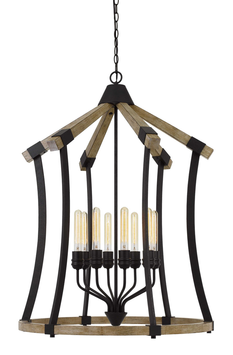 Dali - 39.25" Height Pine Wood and Metal Fixture - Iron & Light Oak