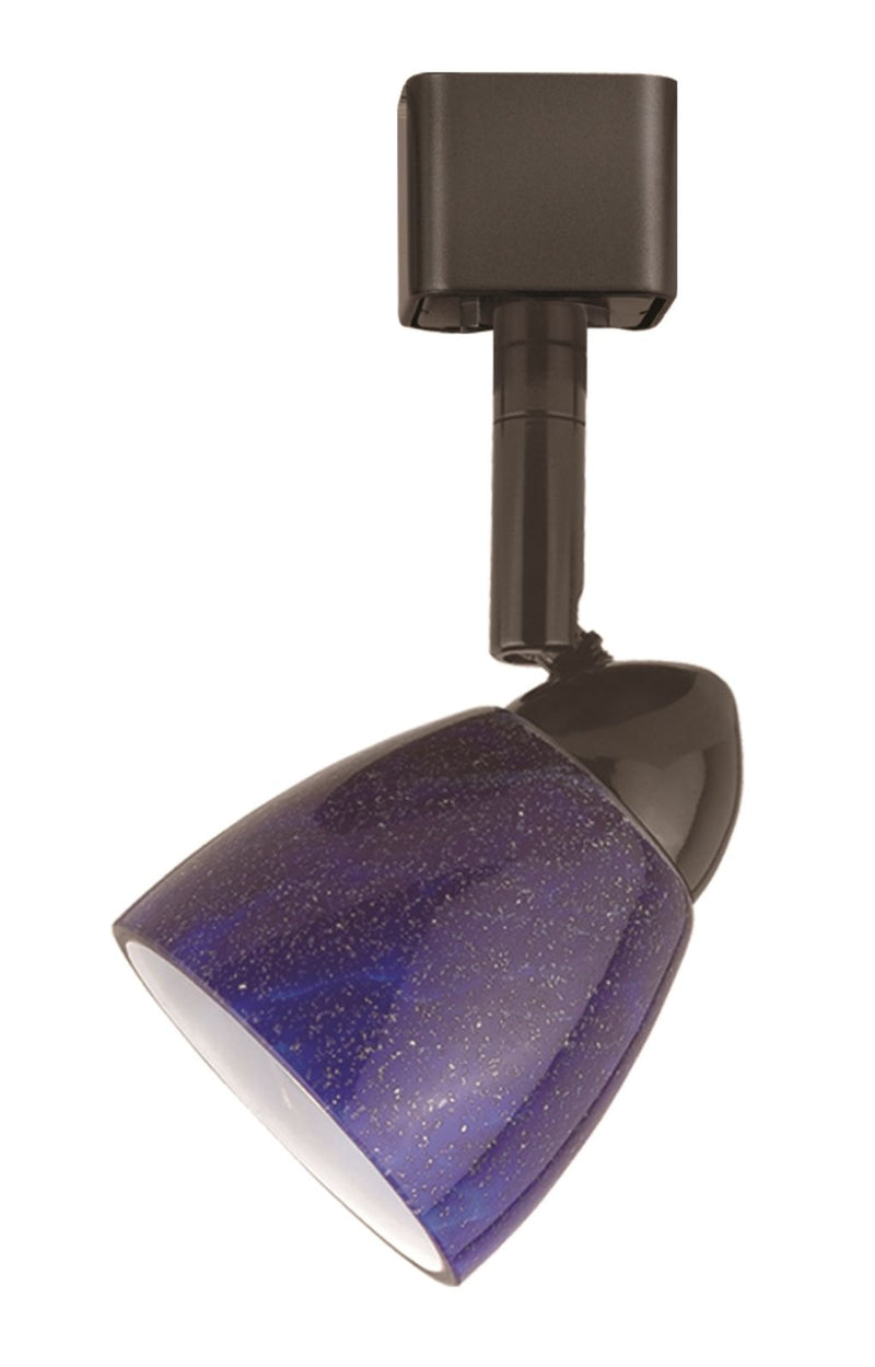 4.87" Height Serpentine Track Head With Shade - Blue & Dark Bronze - Glass & Metal