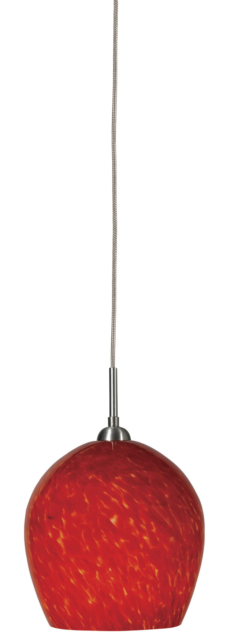 4.9" Height Glass and Metal Pendant With Brushed Steel Cord