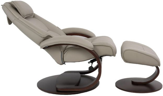 Fjords Admiral C Large Leather Recliner with Ottoman in Cement